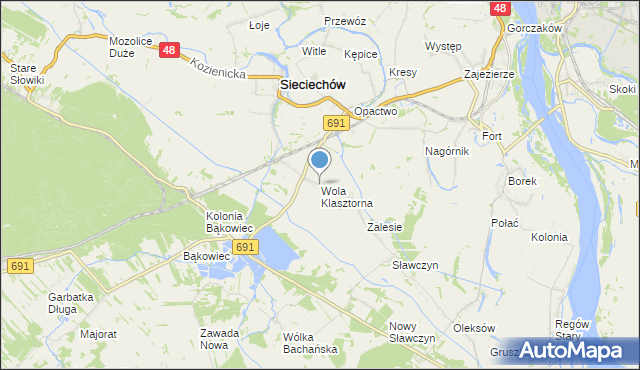 mapa Wola Klasztorna, Wola Klasztorna na mapie Targeo